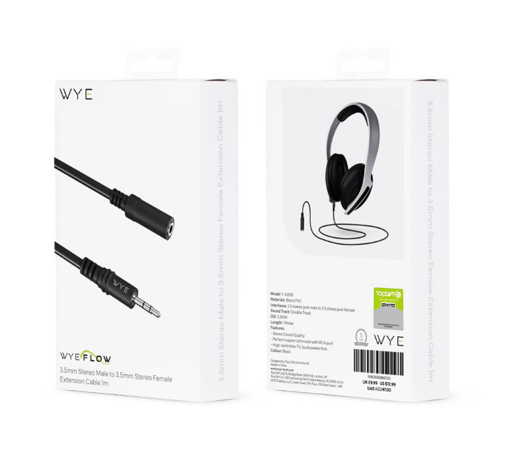 UltraAudio 3.5mm AUX Extension Cable 1m