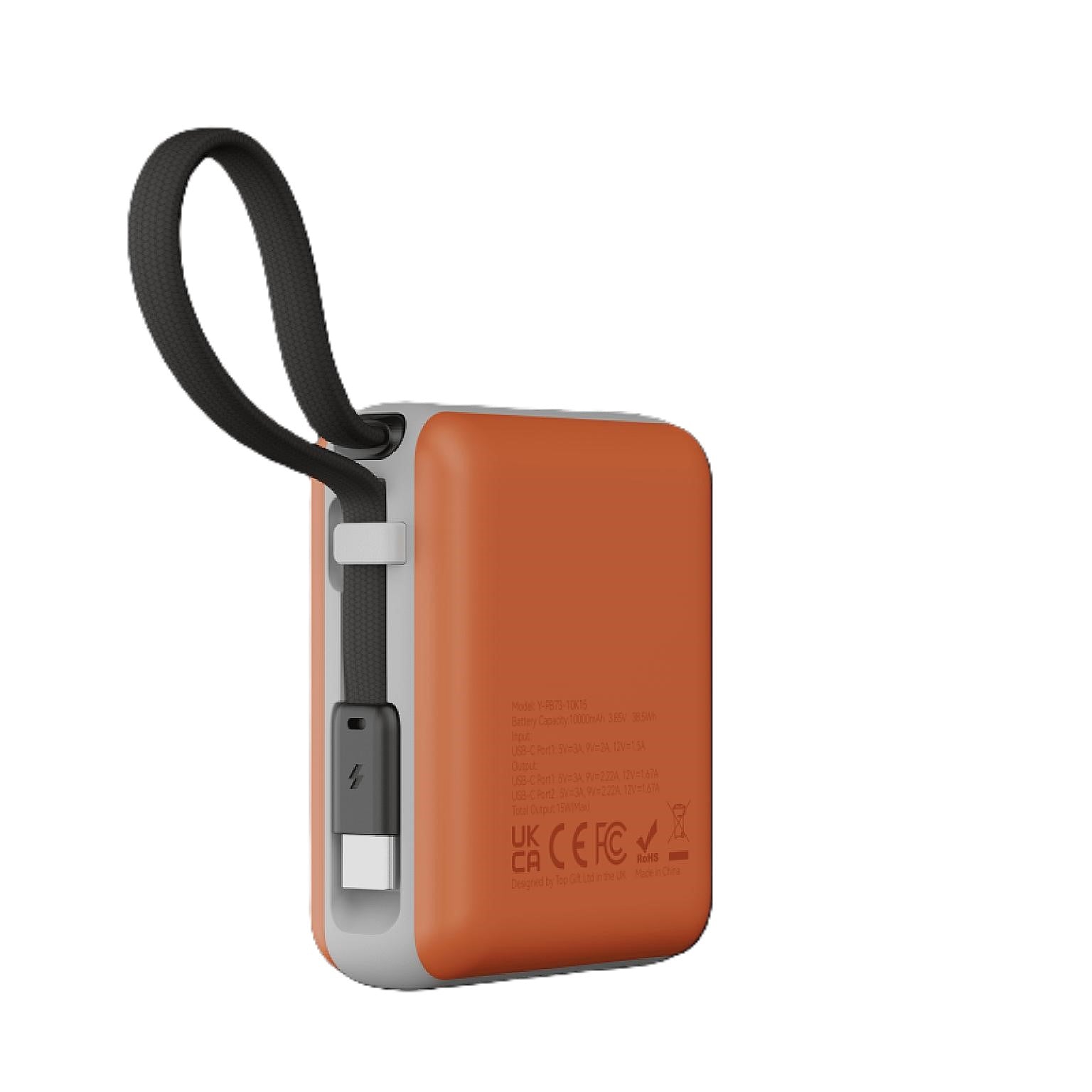 UltraCharge 10,000mAh 20W Fast Charging Power Bank with Detachable Cable