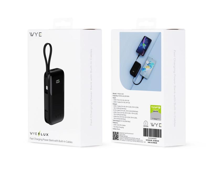 UltraCharge 10,000mAh Power Bank with Built-In Cables
