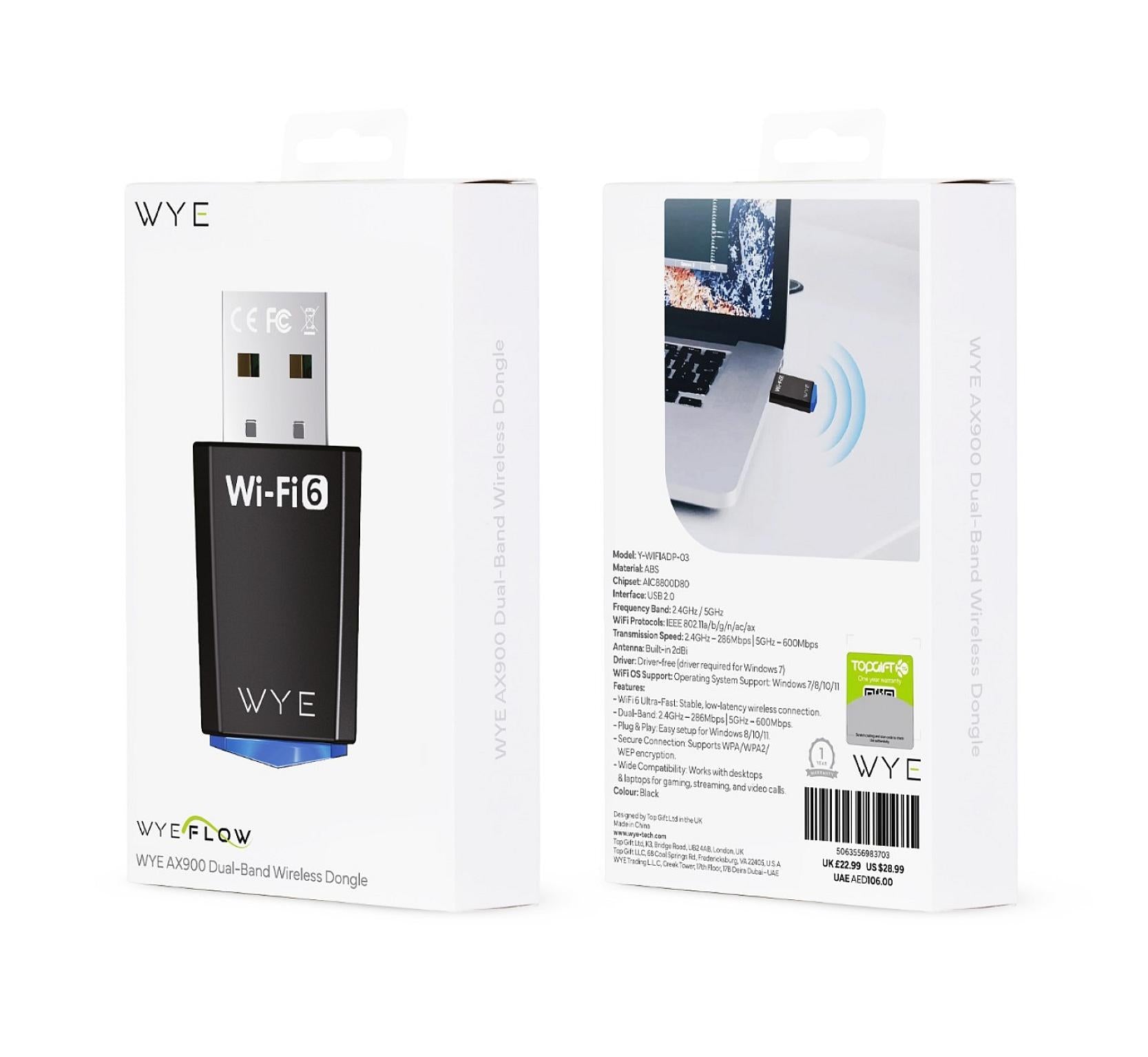 UltraNet AX900 USB WiFi Adapter Dual-Band